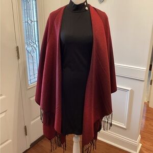 Elegant Burgundy Cape - Shawl